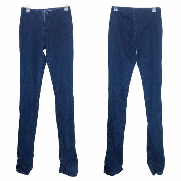 Vintage RALPH LAUREN Stacked Ruched Low Rise Jeans Bare Back Skinny 90s - Picture 1 of 10